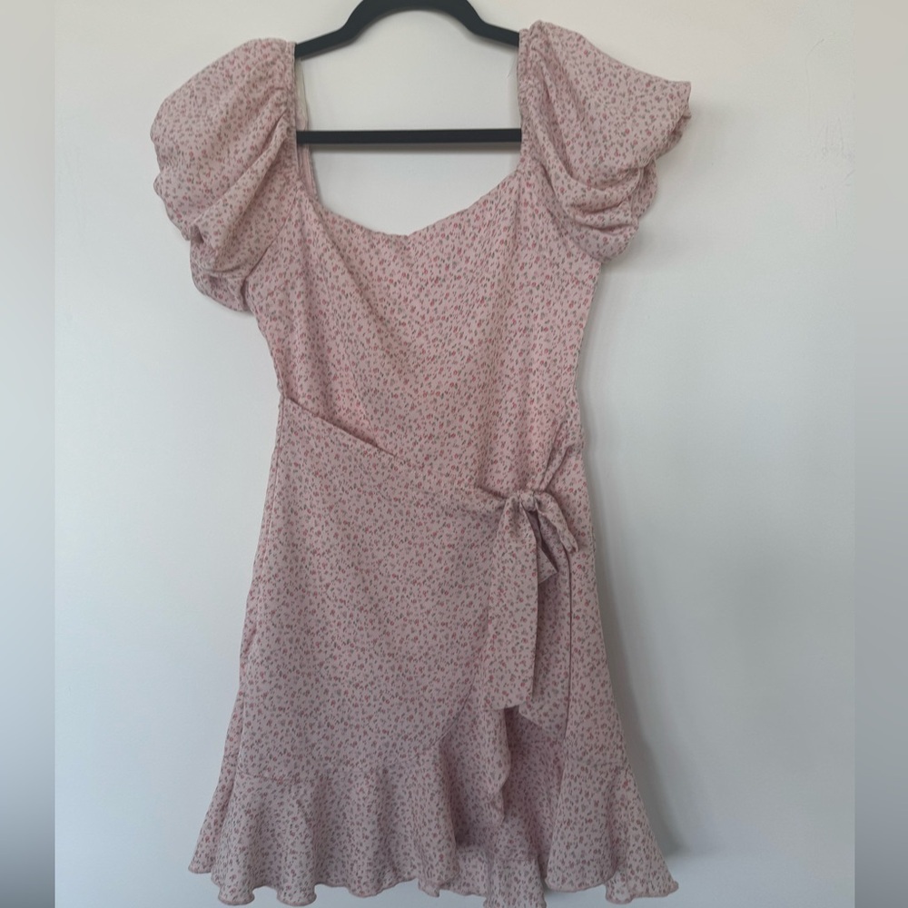 Princess Polly Pink Wrap Ruffled Mini Dress
